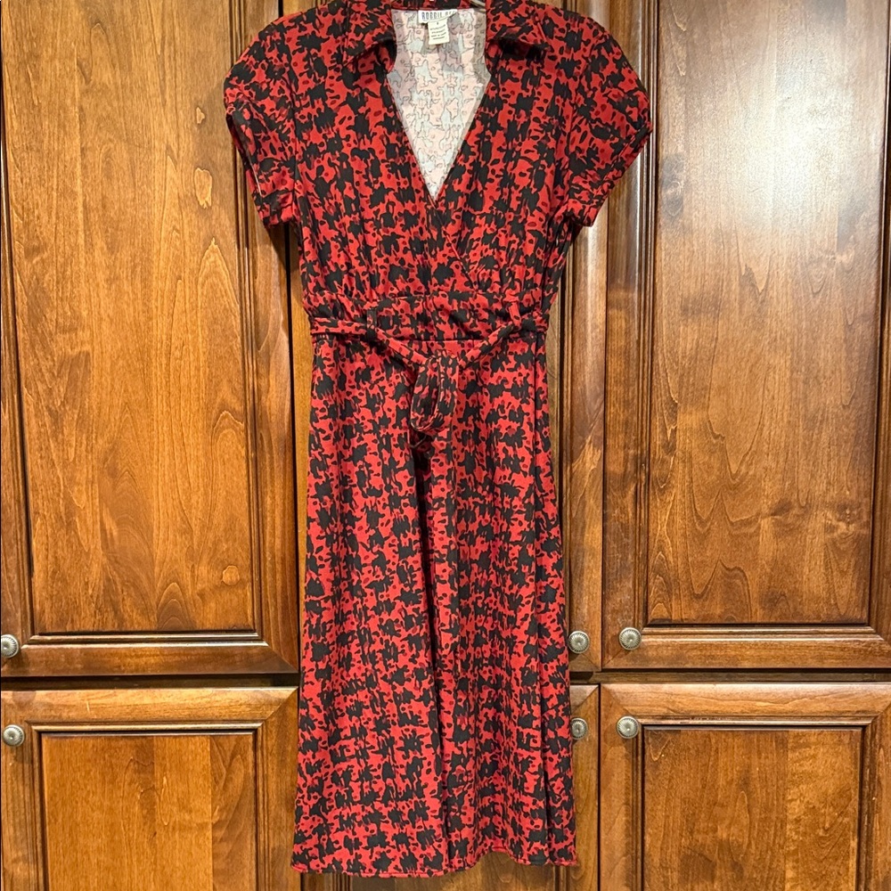 Robbie Bee Red and Black Patterned Dress